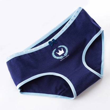 5 Pcs Women’s Cotton Panties Set - Plus Size Cartoon Print Briefs Soft Breathable Female Underwear Lingerie