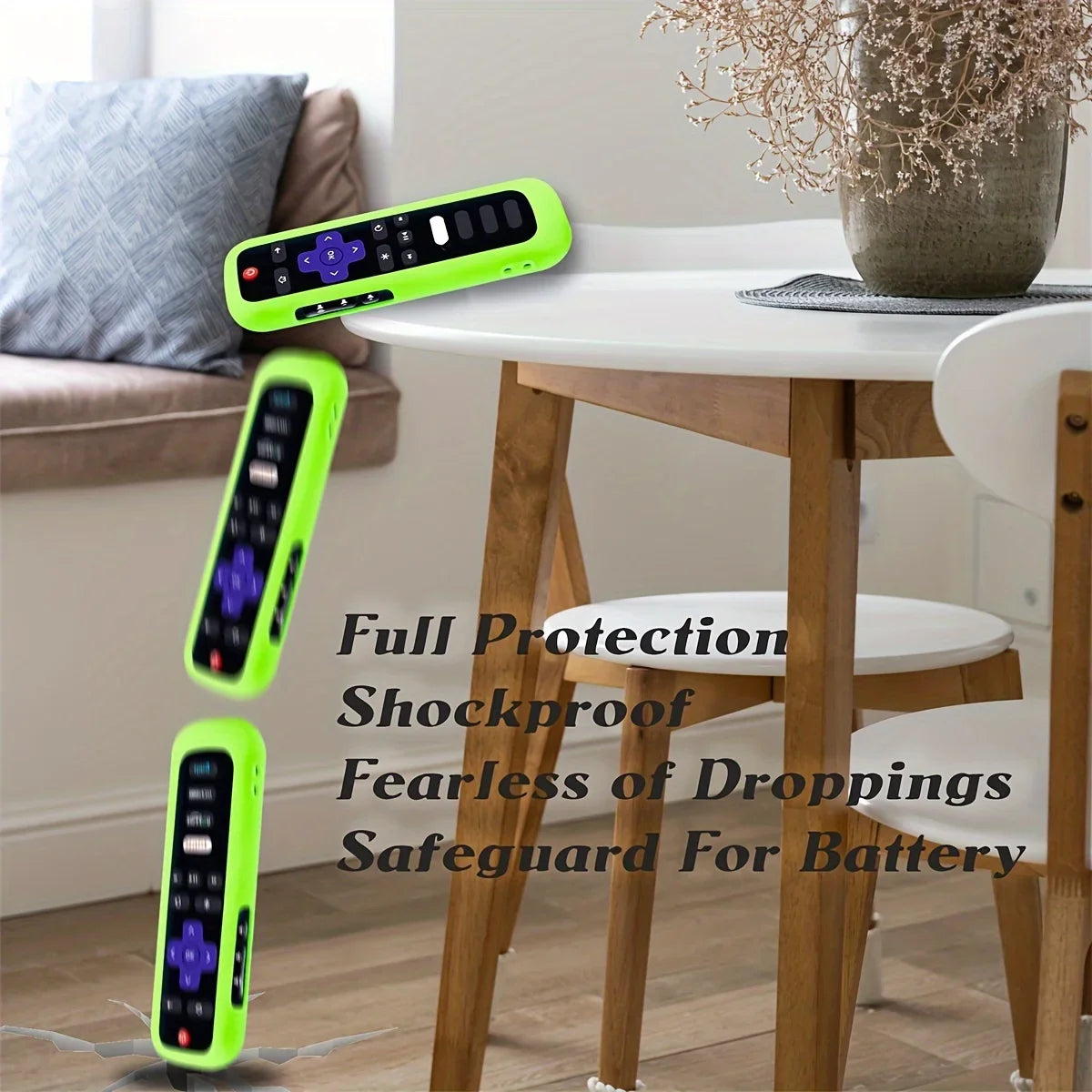 Luminous Silicone Remote Cover - Glow Protective Case with Rope for TCL Hisense Roku TV Remote Control