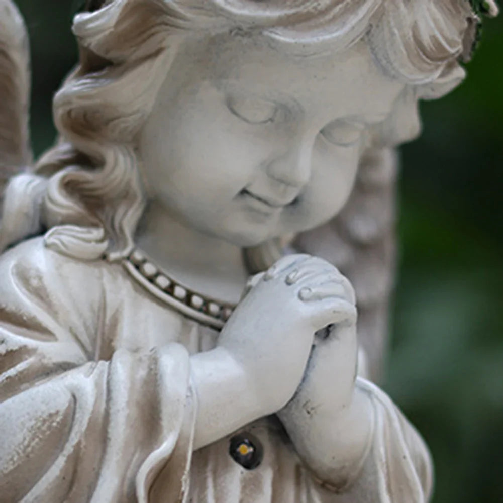 Solar Angel Garden Statue - Resin Praying Angel with Lights for Outdoor Patio, Lawn, Yard & Porch Decor