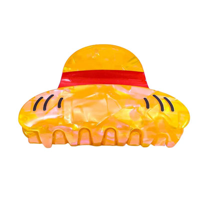 Luffy Straw Hat Hair Clip - Cute Acrylic Anime Hair Claw for Creative Hairstyles and Gifts