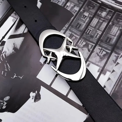 Stylish Oval Cross Buckle Belt - Durable Adjustable Unisex Fashion Accessory Gift for Men and Women
