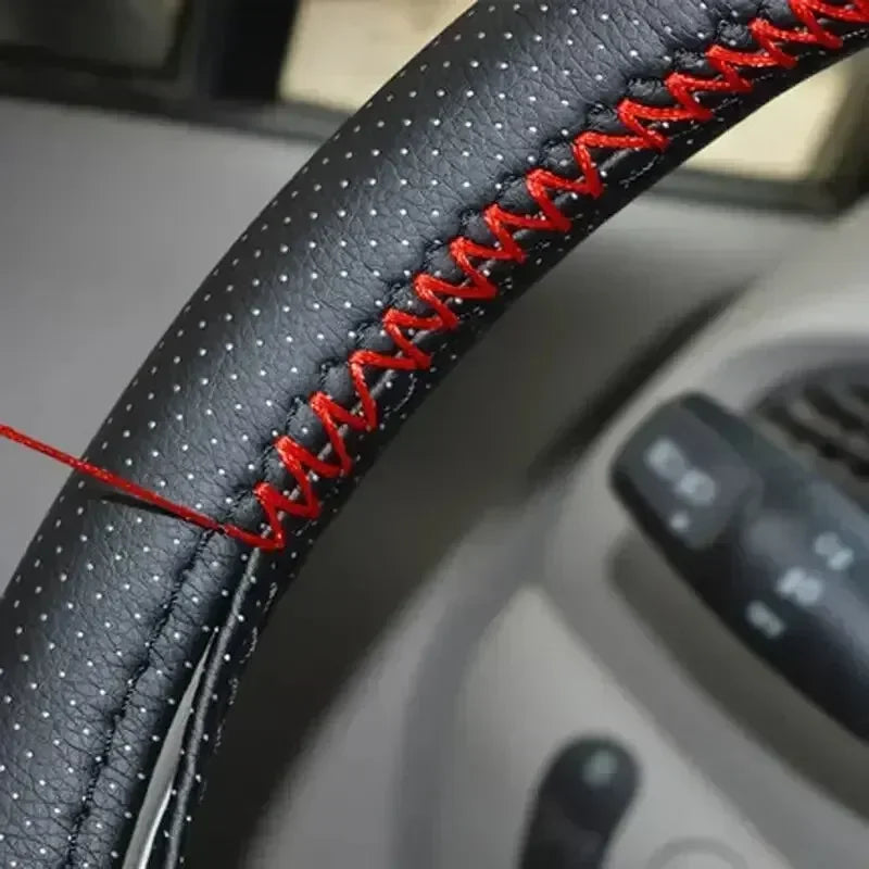 DIY Leather Steering Wheel Cover Kit - Needle & Thread Braided Car Interior Accessory
