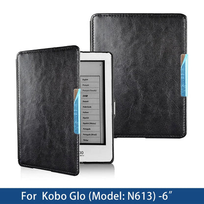 Kobo Glo 6 Inch E-Reader Cover - PU Leather Flip Case with Magnetic Adsorption Closure & Sleep Mode Support