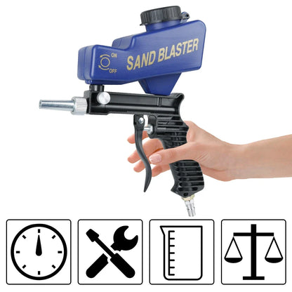 Gravity Feed Pneumatic Sandblasting Gun Set - Adjustable Rust & Paint Blasting Tool