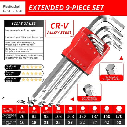 High-Strength Hex Wrench Set - Durable Hex Key Spanner Tool for Repairs & Assembly