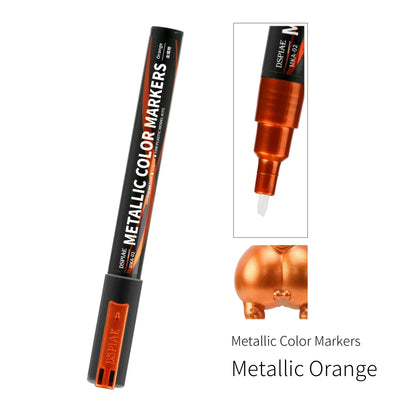 DSPIAE MKA Super Metallic Brush Pen – 12 Water-Based Colors with Soft Tip for Gundam & Mecha Model DIY Hobby