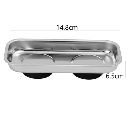 Rectangular Magnetic Parts Tray - Stainless Steel Screw Bowl Organizer for Nuts, Bolts, Hardware & Tool Storage