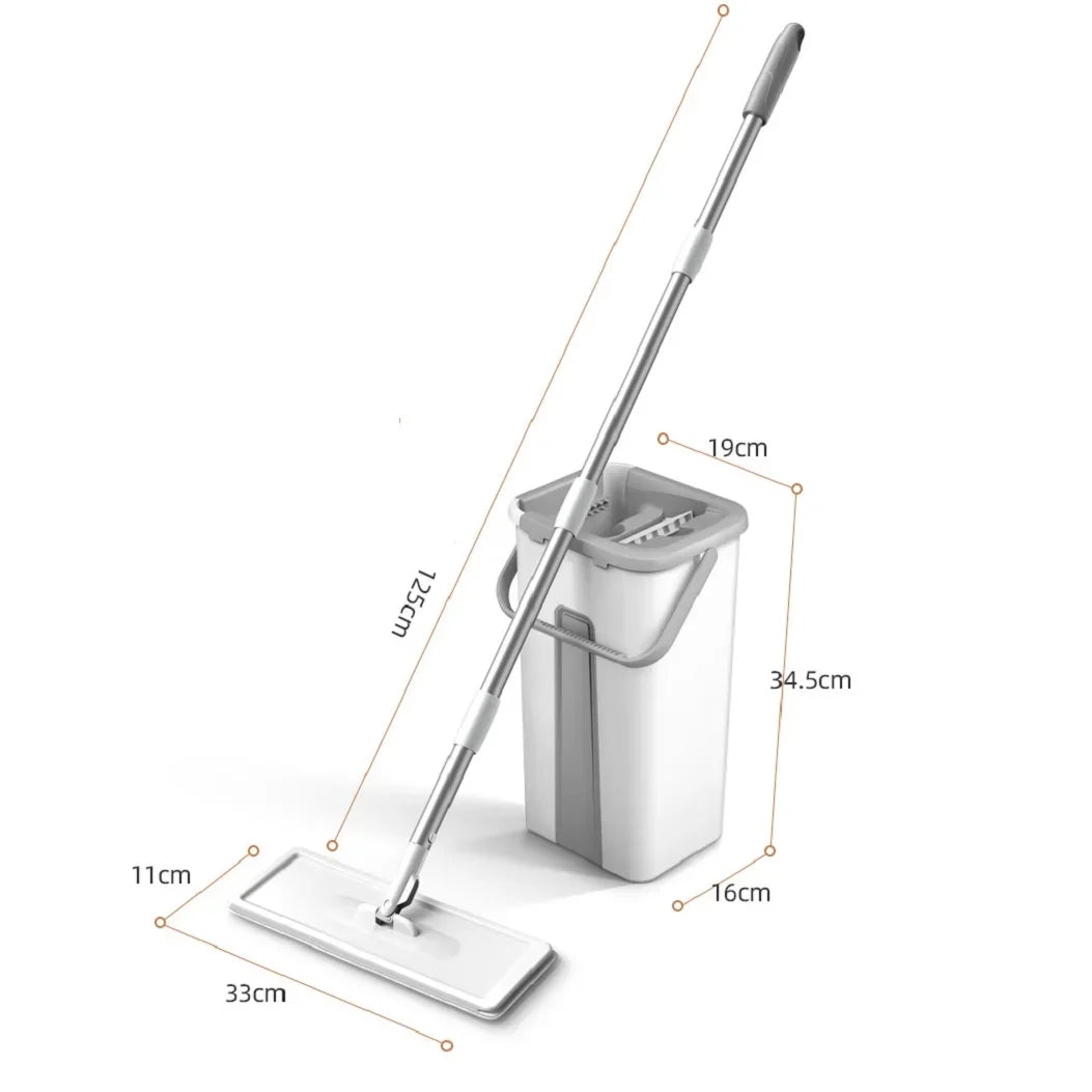Hands-Free Flat Mop with Bucket – Dry & Wet Floor Cleaner for Easy Household Mopping
