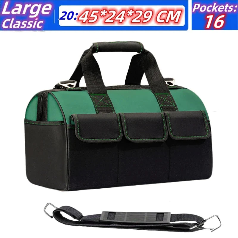 23-Inch Large Tool Bag - Heavy-Duty 1680D Oxford Waterproof Electrician Storage Organizer