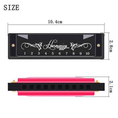 IRIN 10 Hole C Key Harmonica - Colorful Beginner Woodwind Instrument for Music Learning & Performance