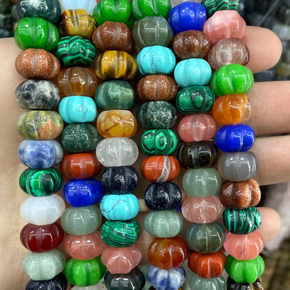 Natural Gemstone Beads - Agate Quartz Turquoise Faceted Rondelle Spacer Beads for DIY Jewelry Making & Bracelets