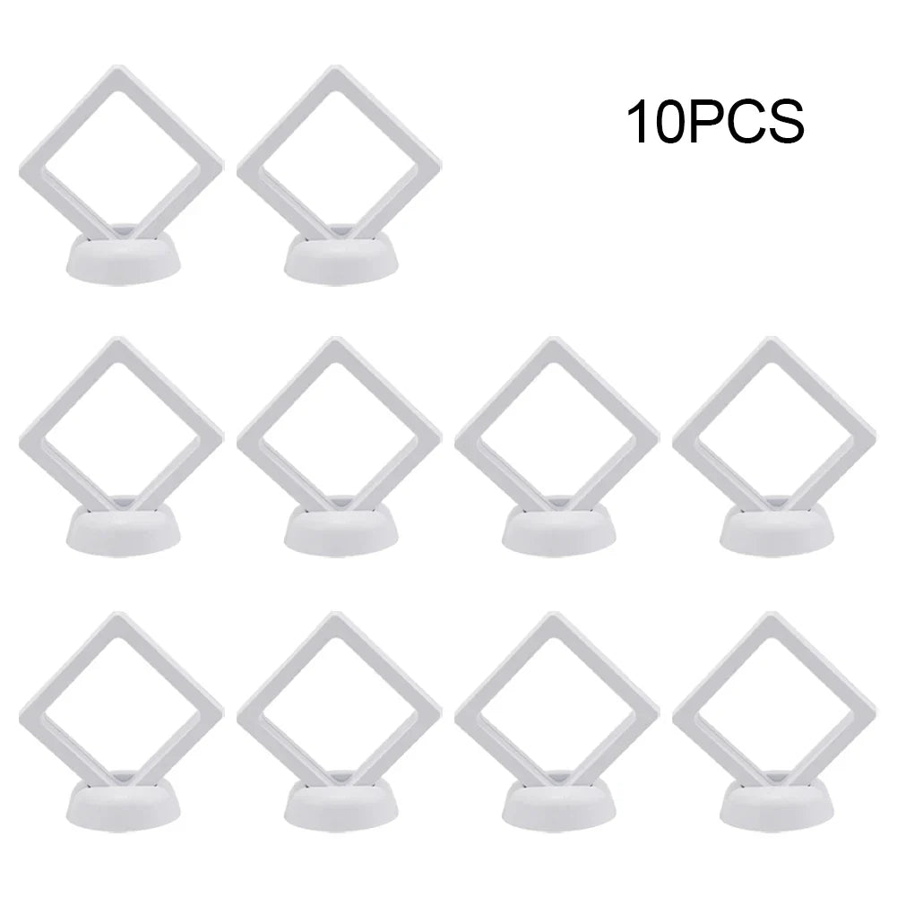 3D Floating Jewelry & Coin Display Frame – Clear Stand for Rings, Pendants, and Gemstones