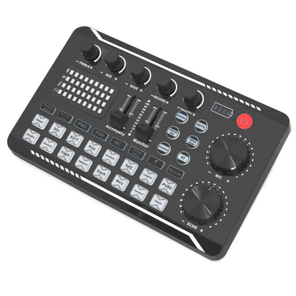 F998 Live Sound Card Audio Mixer - DJ Effects Voice Changer Interface with Bluetooth for Live Streaming, Singing & Recording