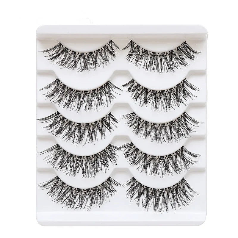 5 Pairs Manga Style Cosplay False Eyelashes – Soft Natural Short Mink Strip Lashes with Clear Band