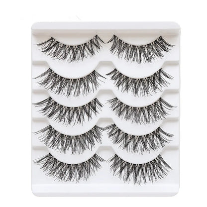 5 Pairs Manga Style Cosplay False Eyelashes – Soft Natural Short Mink Strip Lashes with Clear Band