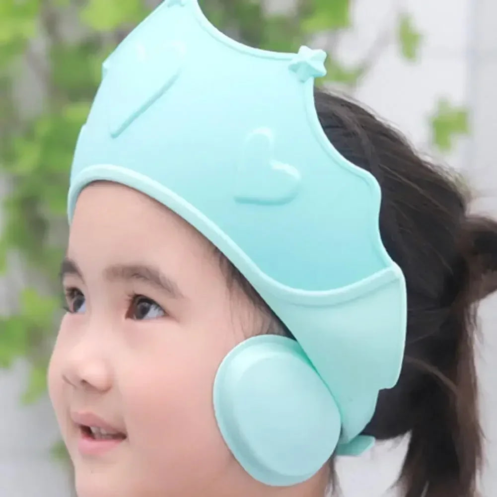 Kids Hair Wash Shower Cap - Adjustable Soft Bath Hat with Ear Protection for Baby Shampoo Time