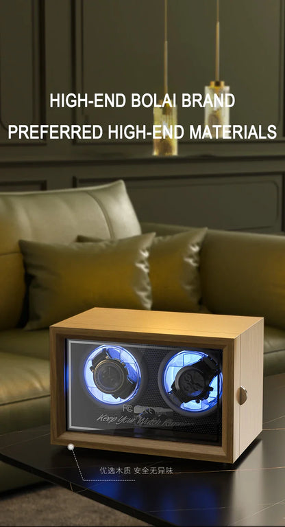 IBBETON Luxury Wood Watch Winder – High-End Automatic Watch Box (2/4/6 Slots) with Mabuchi Mute Motor & Storage Cabinet