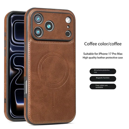 Luxury Magnetic Leather Case - Shockproof MagSafe Compatible Cover for iPhone 12, 13, 14, 15, 16 & 17 Series