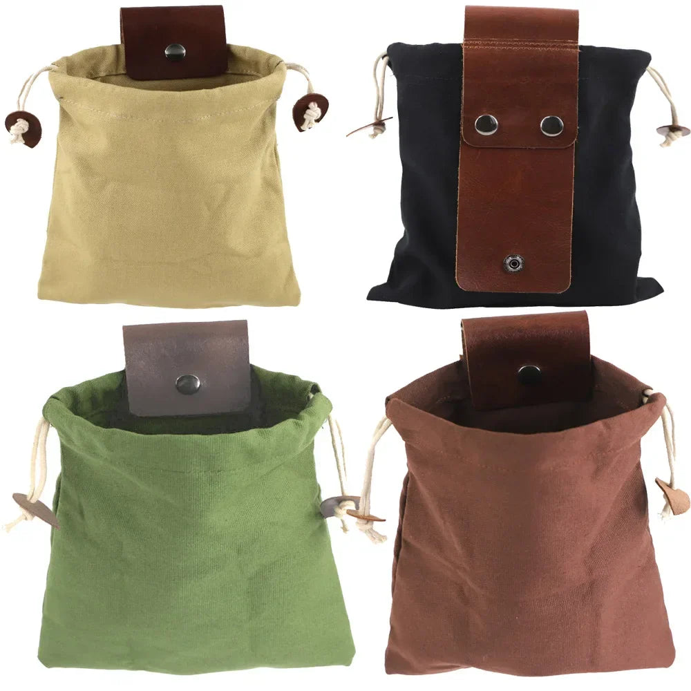Outdoor Leather Foraging Bag – Bushcraft Waist Pouch for Vegetable, Fruit & Garden Harvest, Camping Tool Storage