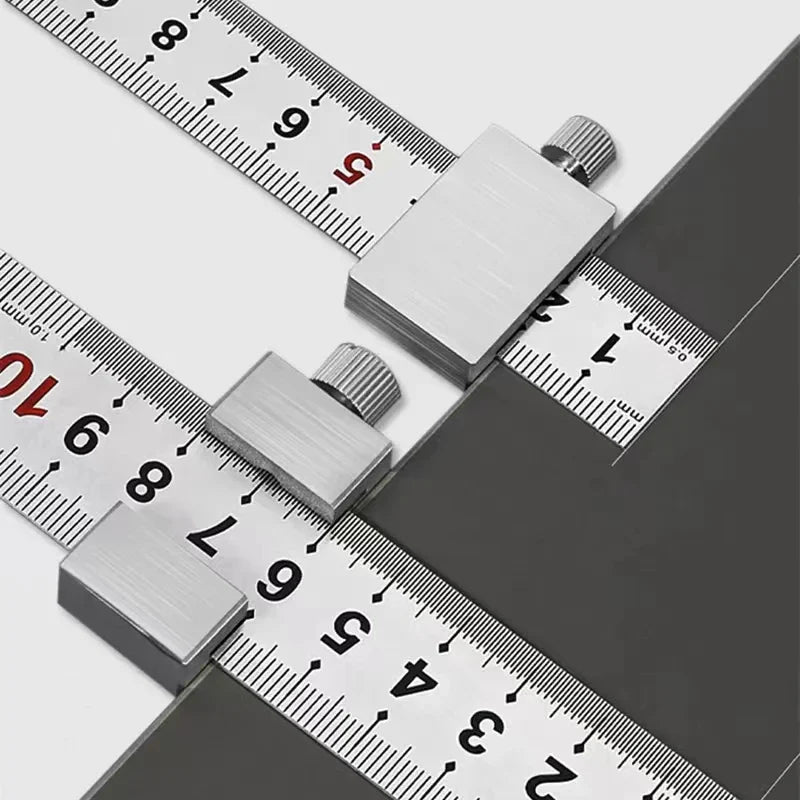 Metal Carpenter Square Ruler — Woodworking Measuring & Marking Gauge with Positioning Block