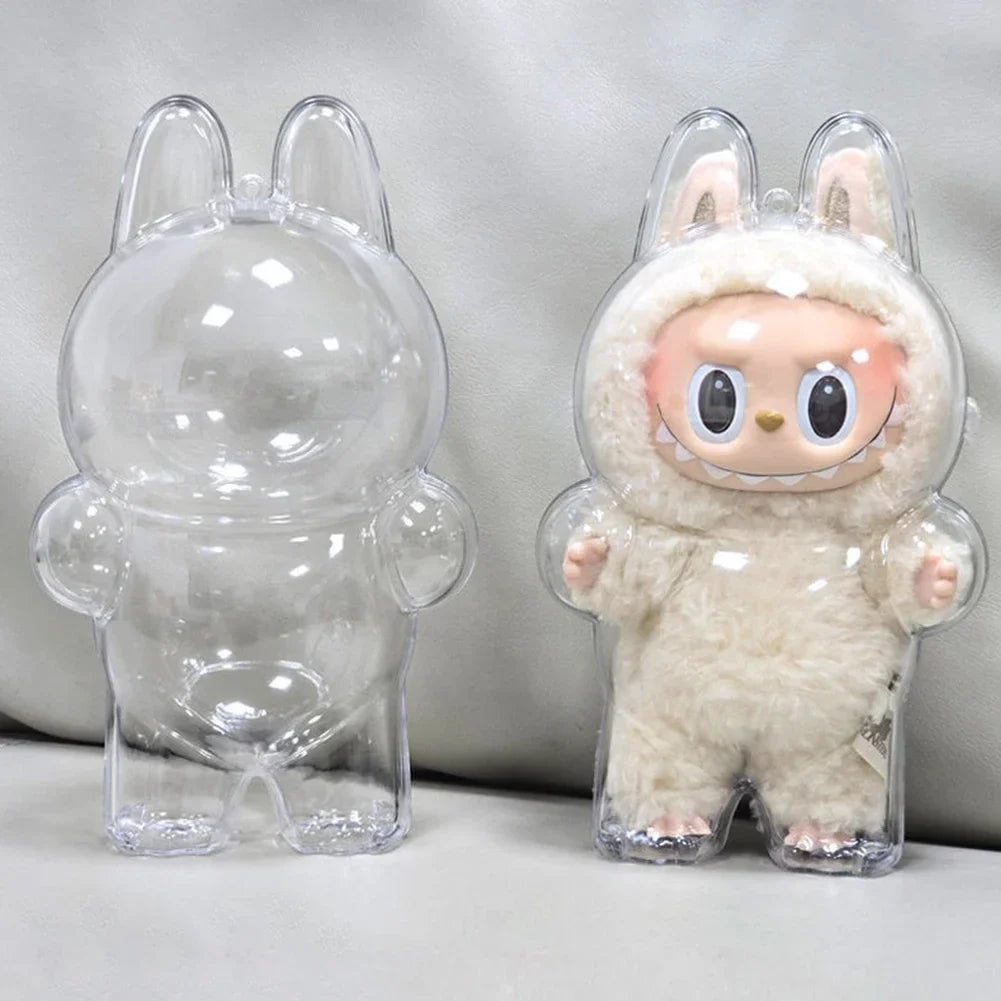 17cm Labubu Transparent Protective Cover - Monster Toy & Elf Doll Storage Display Box