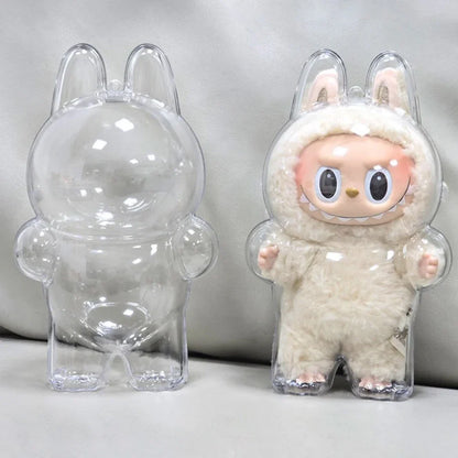 17cm Labubu Transparent Protective Cover - Monster Toy & Elf Doll Storage Display Box