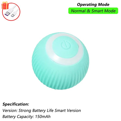 iLMH Smart Cat Interactive Ball Toy - Rechargeable Automatic Rolling Mouse Toy with Faux Tail for Pet Training & Play