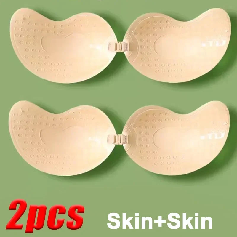 Invisible Strapless Adhesive Push-Up Bra – Seamless Silicone Stick-On Bralette with Nipple Covers Women’s Lingerie Underwear Support Bra