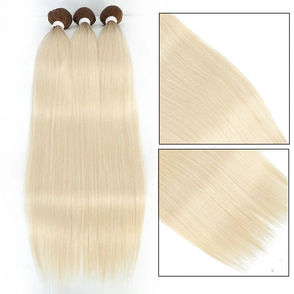 26" Ombre Straight Synthetic Hair Extensions – Smooth Weaving, Full Blue Hair Bundles from Root to End