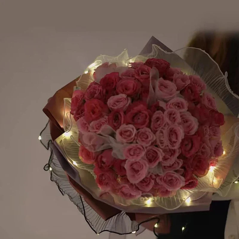 LED Flower Wrapping Paper – Lace Mesh Lighted Bouquet Packaging for Wedding, Birthday & Gift Decorations
