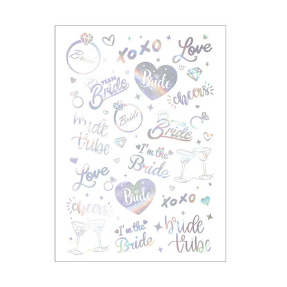 Waterproof Gold Foil Temporary Tattoo Stickers – Crown & Ring Bridal Party Body Art Decals