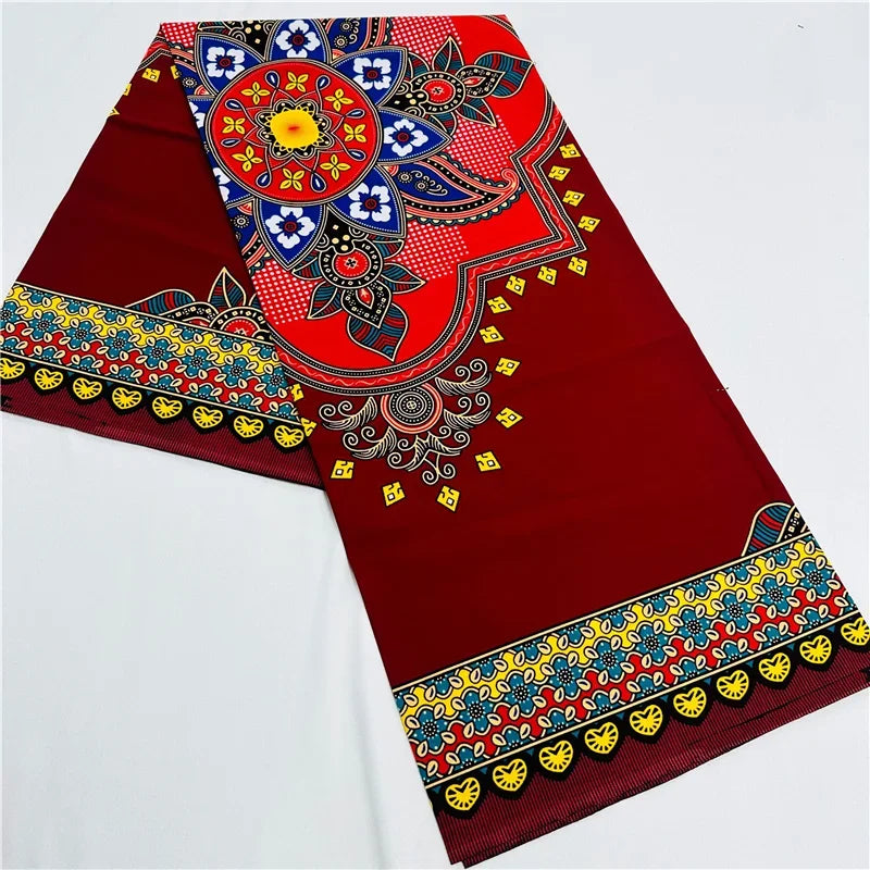 6 Yards African Real Wax Ankara Fabric - 100% Cotton Party Dress Print