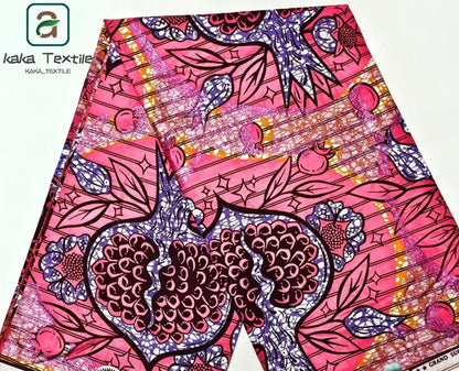 New Grand African Wax Fabric - 6 Yards Cotton Ankara Batik Pagne with Golden Shine Finish for Dresses & Sewing