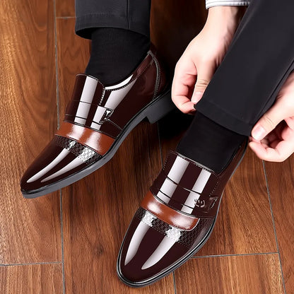 Luxury Men's Leather Oxford Shoes - Retro Carved Lace-Up Brogue Wedding & Formal Business Dress Shoes