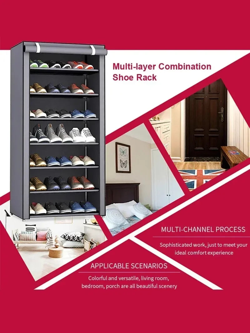 Dustproof Shoe Storage Rack – Multilayer Nonwoven Organizer Cabinet, Space-Saving Shoe Shelf for Home & Hallway