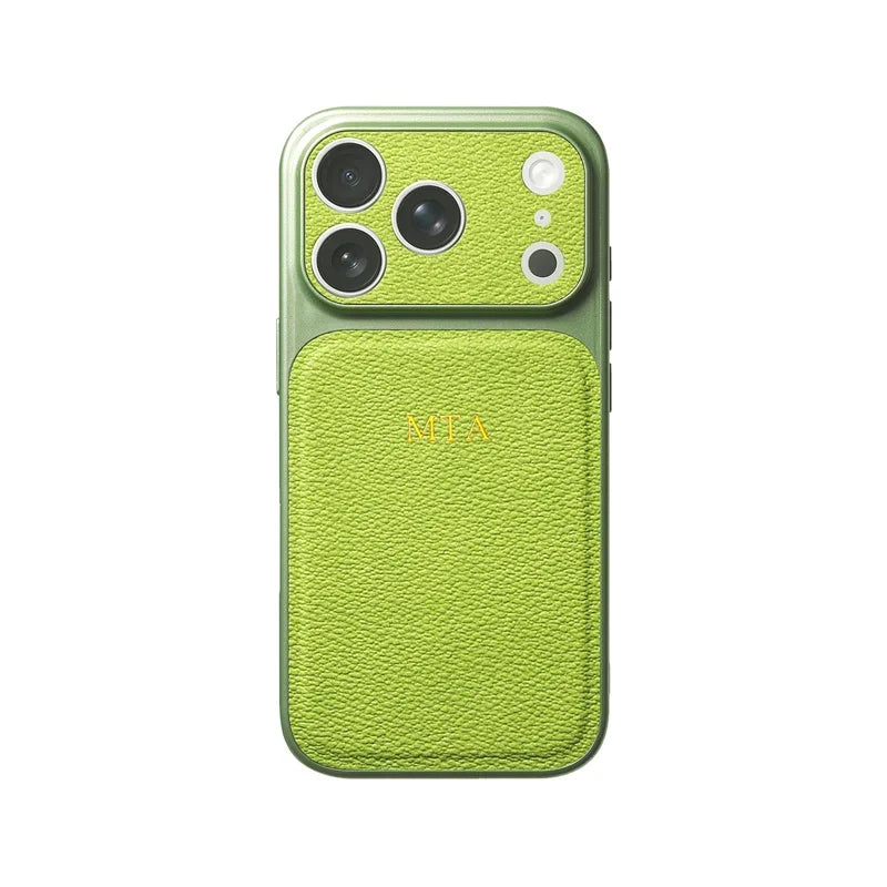 Personalized Initial Leather iPhone Case - Luxury Gold & Silver Monogram Cover with Lens Protection for iPhone 13–17 Series