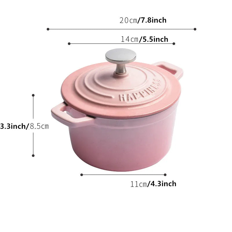 1.5 Quart Mini Cast Iron Dutch Oven - Enameled Cooking Pot for Bread Baking, Stew & Casserole
