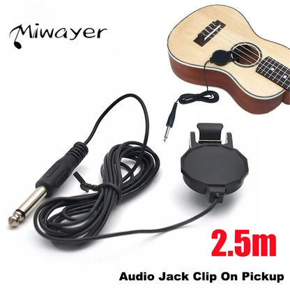 Audio Jack Clip-On Pickup - 2.5M Length for Acoustic Guitar, Mandolin, Bouzouki, Violin, Banjo, Ukulele, Sound Pickup Transducer