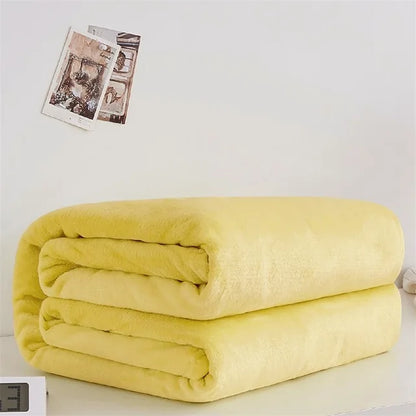 230GSM Coral Fleece Blanket – Soft Warm Flannel Bedspread & Sofa Cover in Blue & Pink
