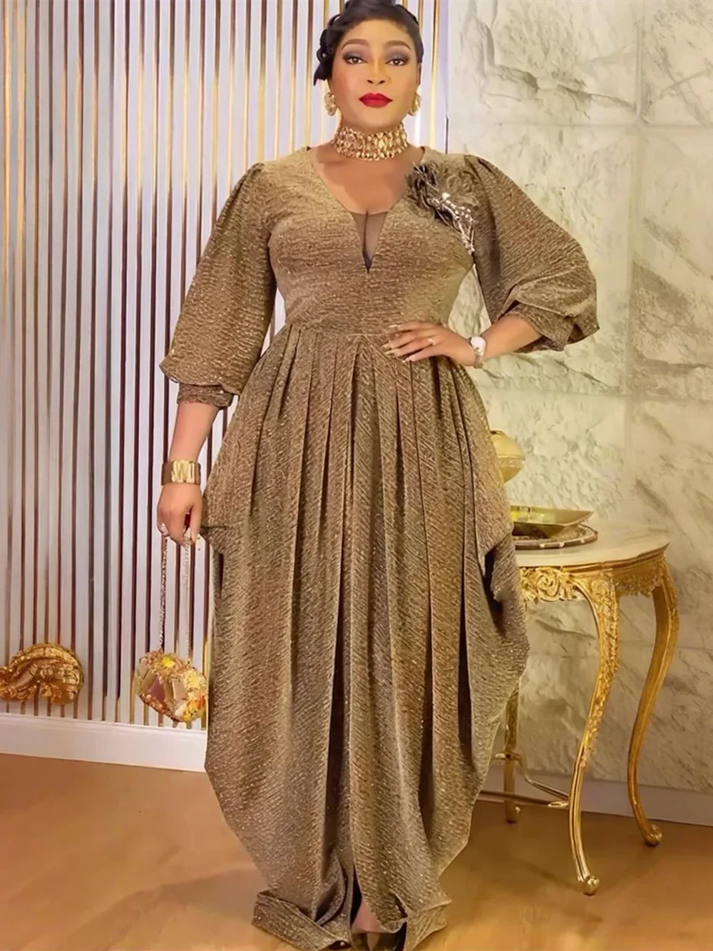 Women’s Plus Size Ankara Maxi Dress - Elegant Dashiki African Party & Wedding Evening Gown
