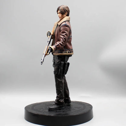 33cm Leon Zombie Hunter Leather Anime Figure – Boys’ Action Model Doll & Desk Decoration Statue