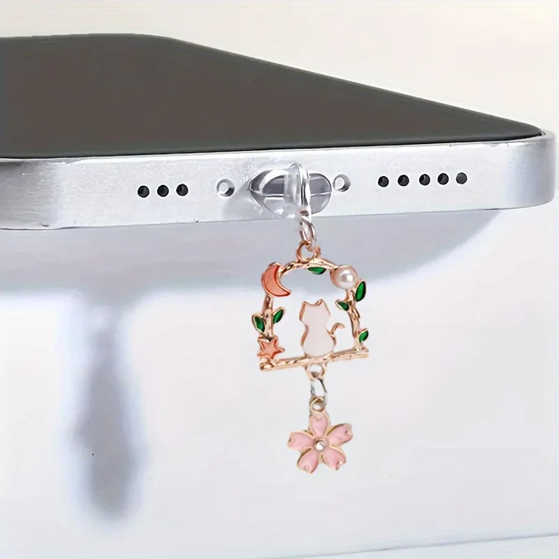 Cute Cat Phone Dust Plug - Decorative Charging Port Protector Accessory & Gift for Phone Lovers