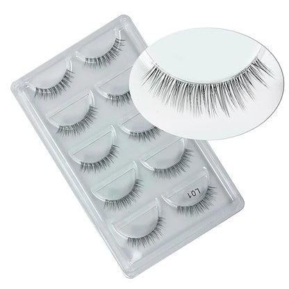 5 Pairs Manga Style Cosplay False Eyelashes – Soft Natural Short Mink Strip Lashes with Clear Band