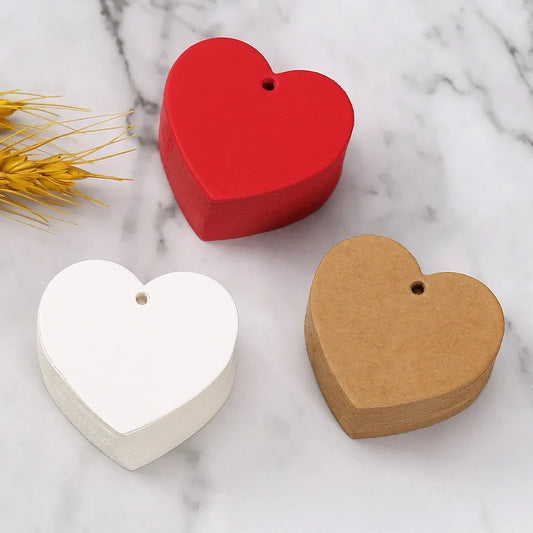 50PCS 5cm Heart-Shaped Red Paper Tags – Love Labels for Garment, Shoes, Clothes Packaging & DIY Gift Bags