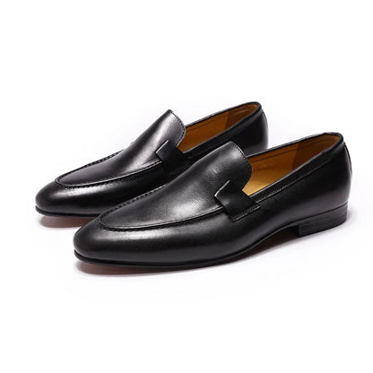 Men’s Genuine Leather Slip-On Loafers - Black & Brown Wedding, Party, Dance, Business & Casual Dress Shoes