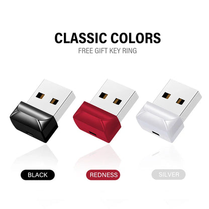 Black Mini USB 2.0 Pen Drive – High-Speed 64GB & 128GB Oval Flash Memory Stick with Keychain, Ideal Business Gift