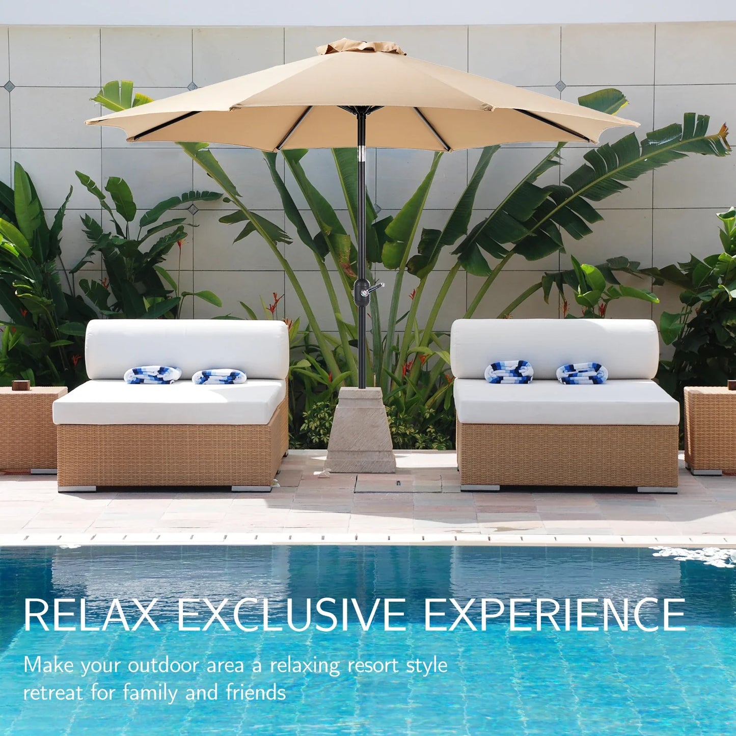 Outdoor Patio Umbrella UV Protection All-Weather Garden Pool Backyard Shade Canopy