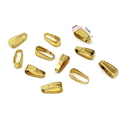 50PCS Stainless Steel Pendant Bail Connectors - Pinch Bail Clasp Clips for DIY Jewelry Making & Necklace Charms