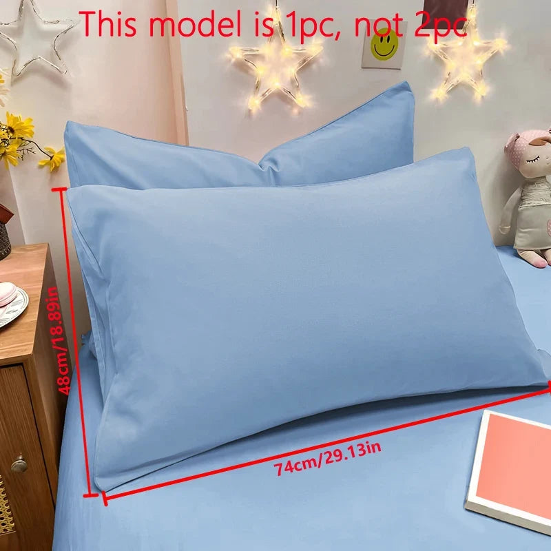Matte Solid Color Pillowcase - Soft Pocket Sealed Bedroom Bedding Cover