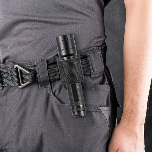 Flashlight Holster Pouch - Open Top Nylon Duty Belt Holder Case for D Cell & Compact Handheld Flashlights